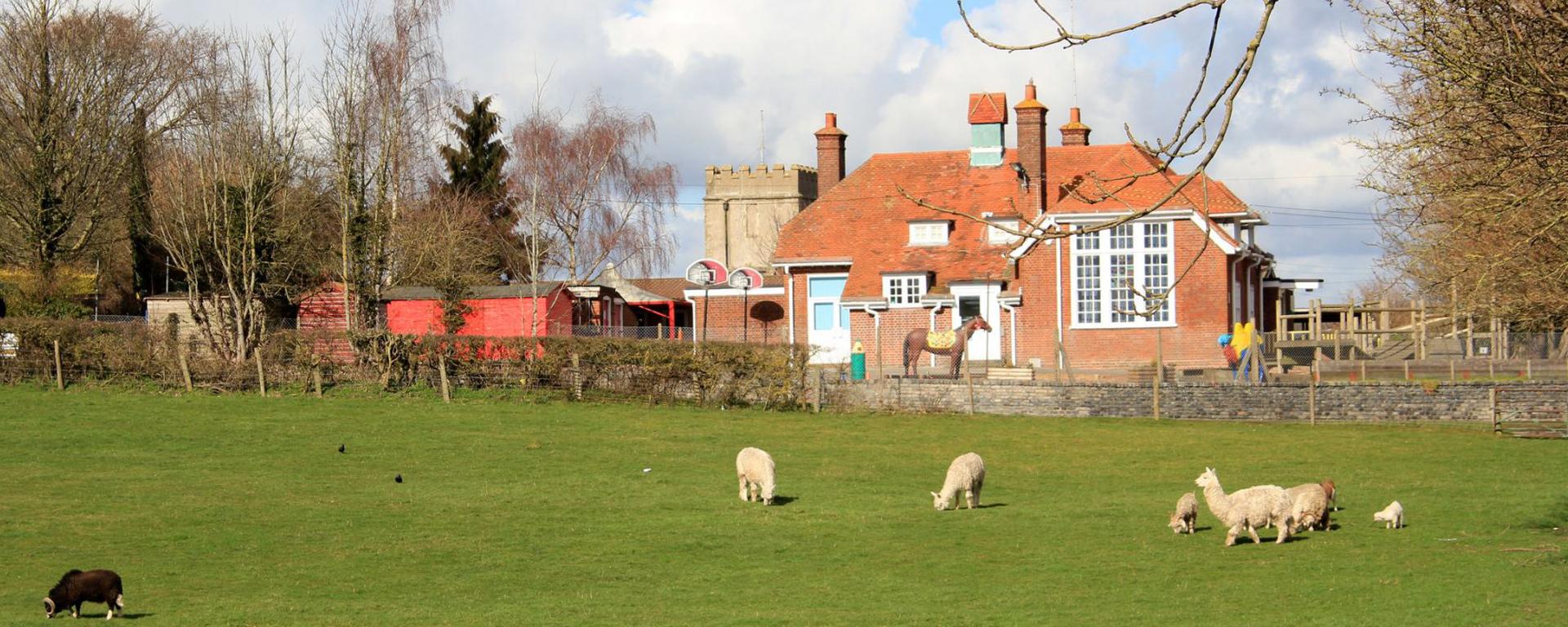 A view of The Ilsleys Primary School from the Recreation Ground.